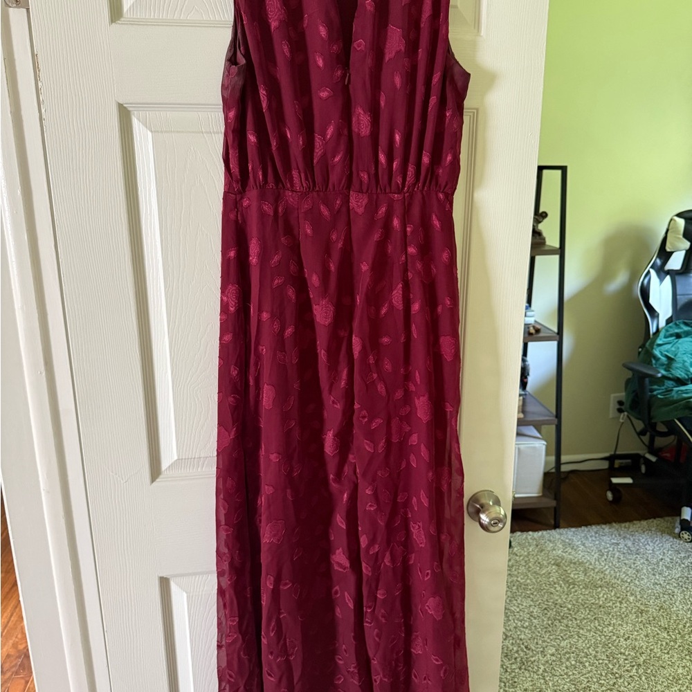 Lulu's Red Halter Sleeveless Maxi Gown - Picture 2 of 3